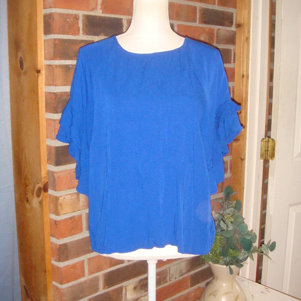 Stylus Ruffle Sleeve Top L